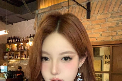 Bow Pearl Faux Drop Fringed Earring