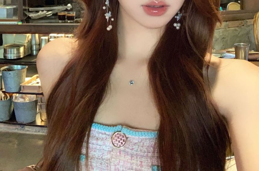 Bow Pearl Faux Drop Fringed Earring