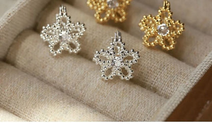 Huggie Earring Rhinestone Flower