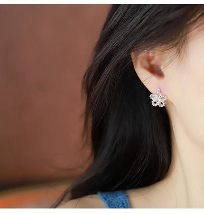 Huggie Earring Rhinestone Flower