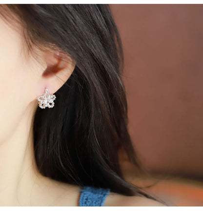 Huggie Earring Rhinestone Flower