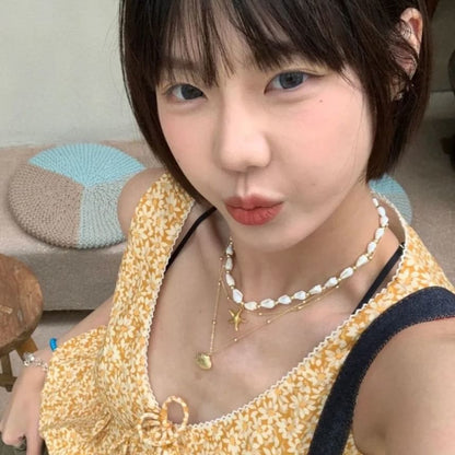 Station Starfish Chain Necklace Pendant Shell Set: +