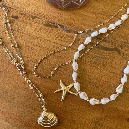 Station Starfish Chain Necklace Pendant Shell Set: +