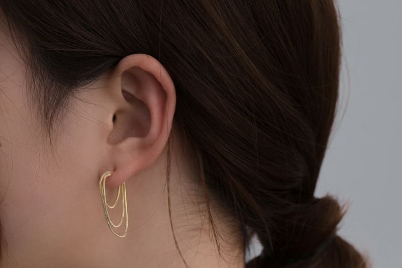 Sterling Silver Layered Hoop Earring 925