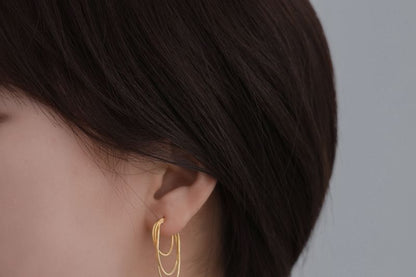 Sterling Silver Layered Hoop Earring 925