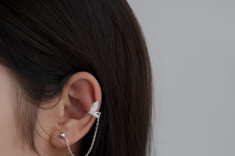 Chain 925 Cuff Sterling Silver Ear Fish Tail
