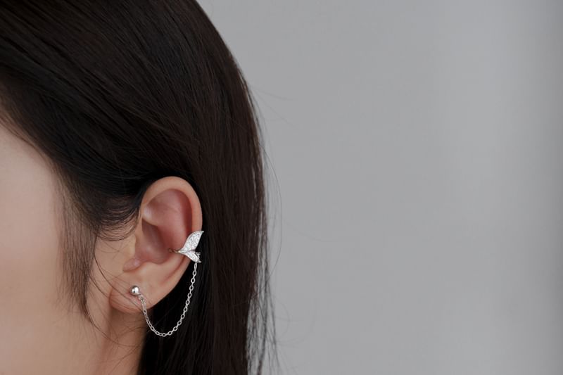 Chain 925 Cuff Sterling Silver Ear Fish Tail