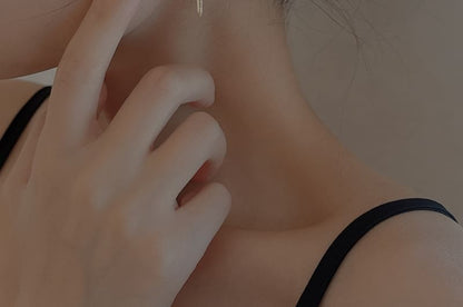 Set: Earring Chain + Silver Plain Sterling Ear Hoop Cuff 925