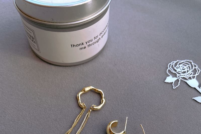 Set: Earring Chain + Silver Plain Sterling Ear Hoop Cuff 925