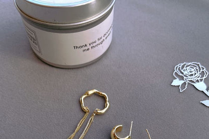 Set: Earring Chain + Silver Plain Sterling Ear Hoop Cuff 925