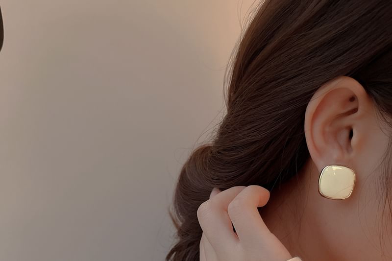 Silver Earring 925 Stud Sterling Square