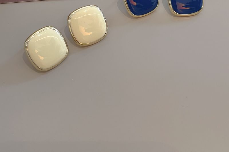 Silver Earring 925 Stud Sterling Square