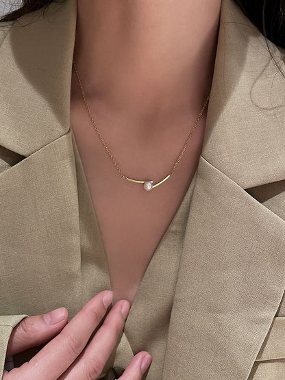 Pendant Necklace Faux Pearl