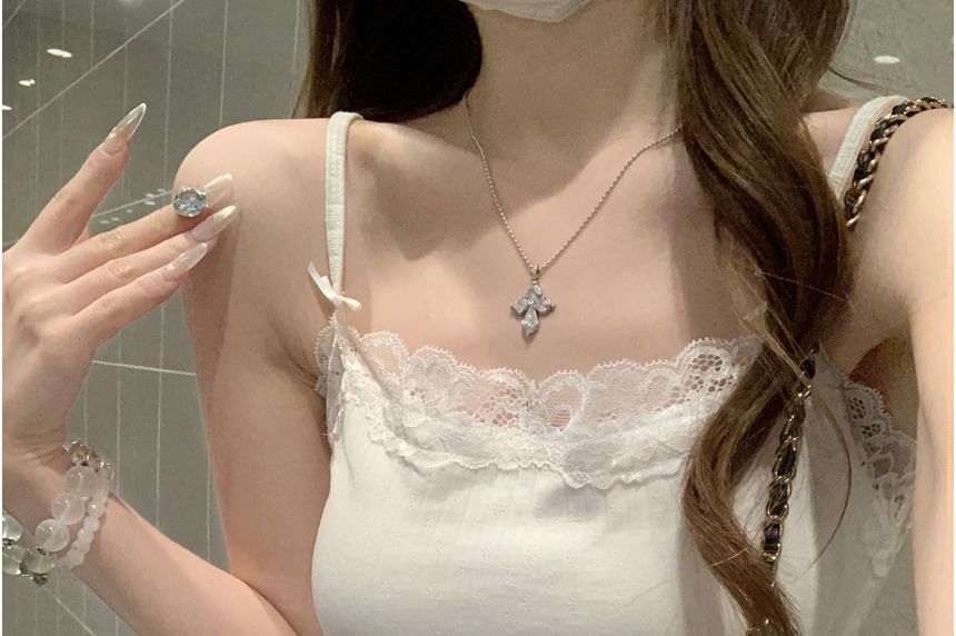 Spaghetti Strap Lace Trim Cami