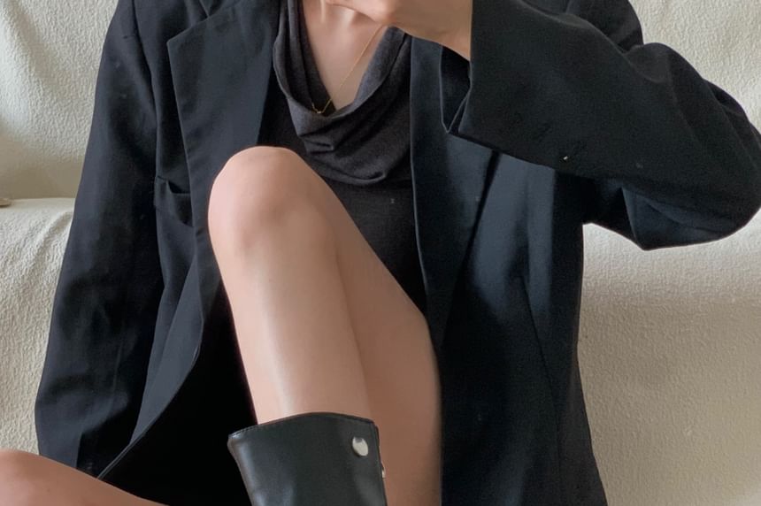 Buckled Platform Chunky Heel Mid-Calf Boots
