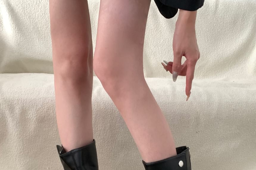 Buckled Platform Chunky Heel Mid-Calf Boots