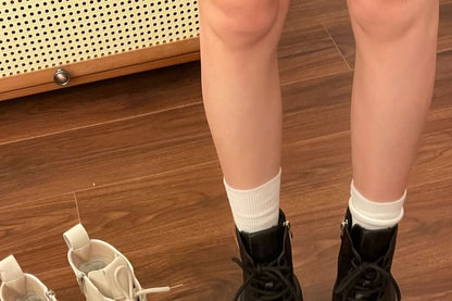 Lace-Up Platform Chunky Heel Short Boots