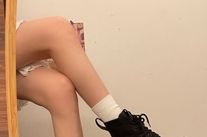 Lace-Up Platform Chunky Heel Short Boots