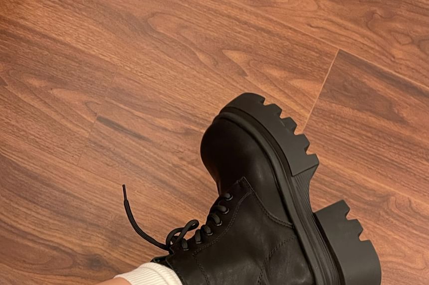 Lace-Up Platform Chunky Heel Short Boots