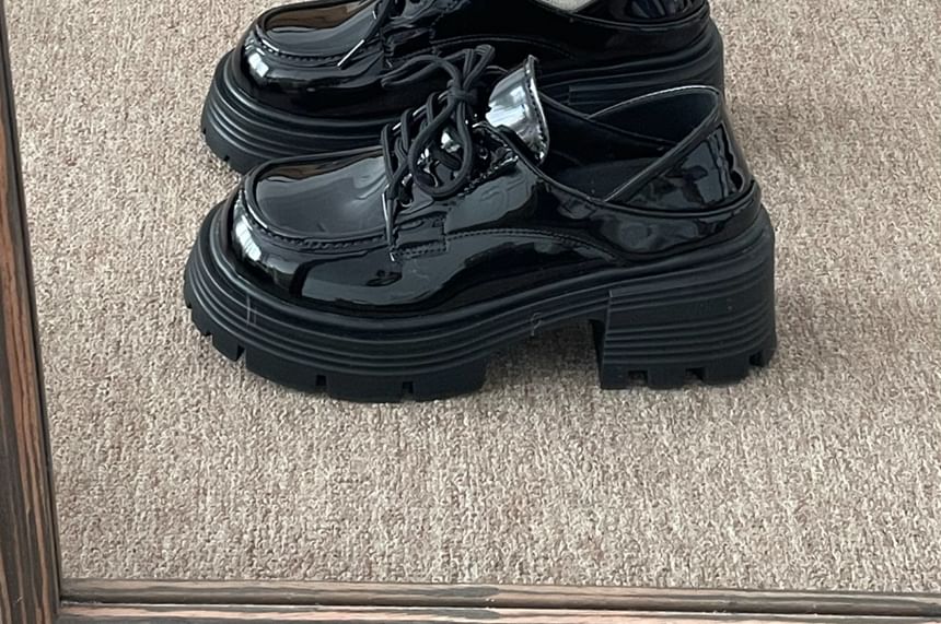 Lace-Up Platform Chunky Heel Loafers