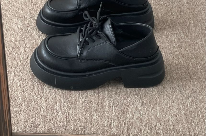 Lace-Up Platform Chunky Heel Derby Shoes