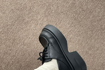 Lace-Up Platform Chunky Heel Derby Shoes