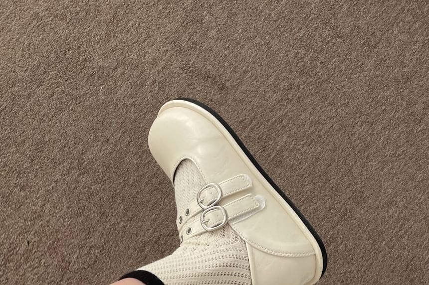 Grommet Double-Strap Mary Jane Flats