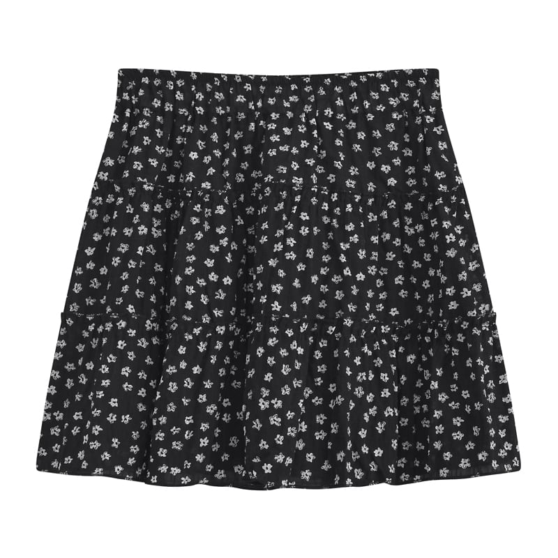 Floral Tiered Mini A-Line Skirt