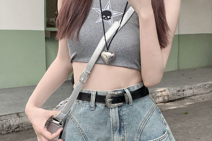 High Waist Frayed Denim Shorts
