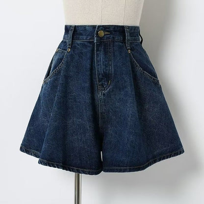 High Waist Wide Leg Denim Shorts