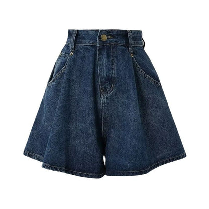High Waist Wide Leg Denim Shorts