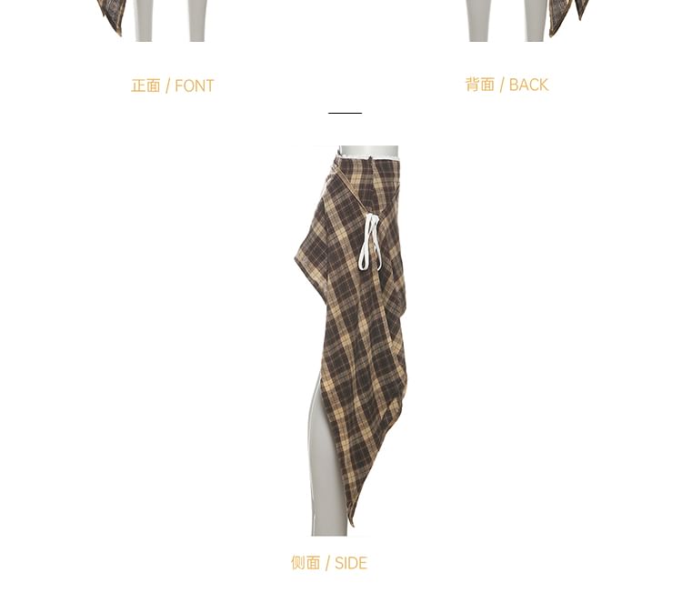 Plaid Lace Crop Cami & Asymmetrical Mini Skirt
