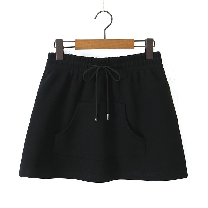 Half Zip Sailor Collar Top & Drawstring Waist Skirt