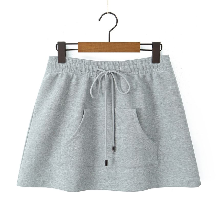 Half Zip Sailor Collar Top & Drawstring Waist Skirt