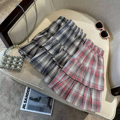 Plaid Layered High Waist Mini A-Line Skirt