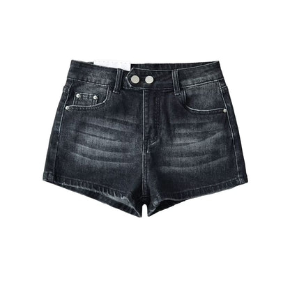 High Waist Washed Denim Shorts