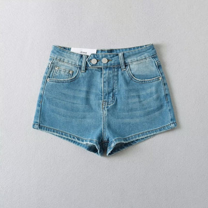 High Waist Washed Denim Shorts
