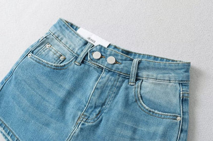 High Waist Washed Denim Shorts