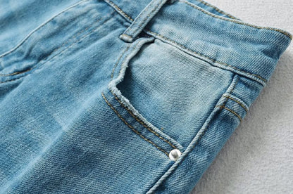 High Waist Washed Denim Shorts