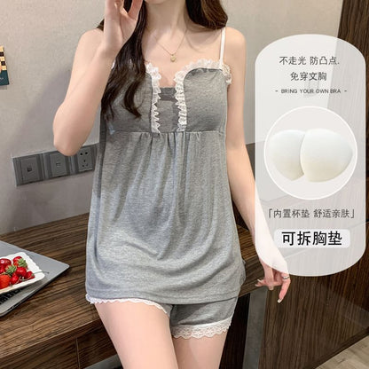 Lace Trim Padded Camisole & Shorts Set