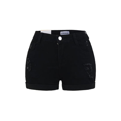 High Waist Distressed Denim Shorts
