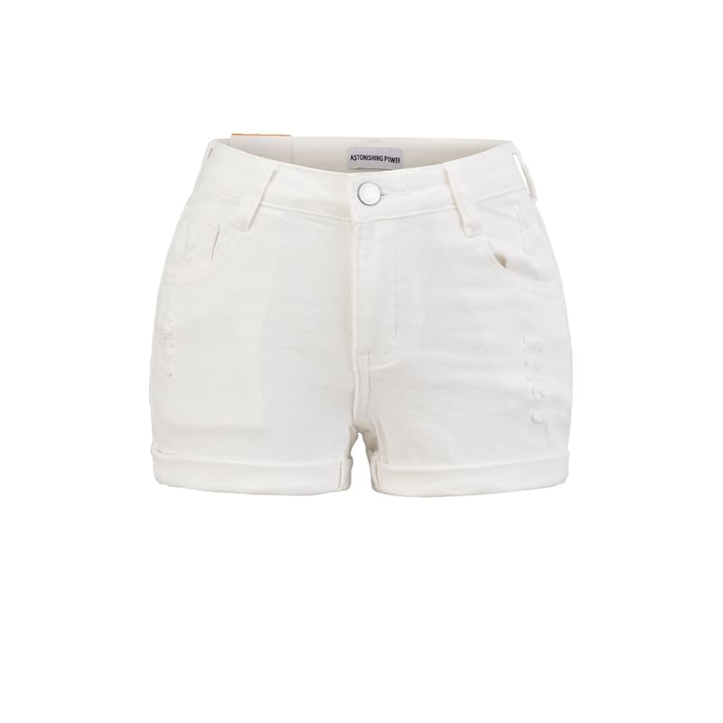 High Waist Distressed Denim Shorts
