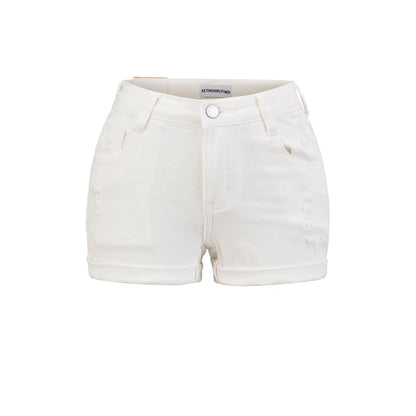 High Waist Distressed Denim Shorts