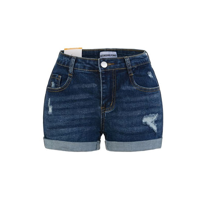 High Waist Distressed Denim Shorts