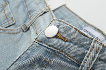 High Waist Distressed Denim Shorts