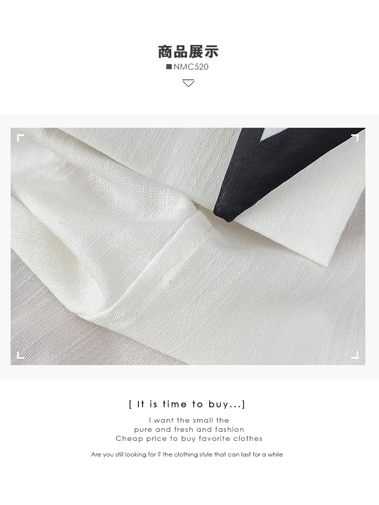 Plain Slit Sleeveless Round-Neck Blouse Set with Belt & Scarf