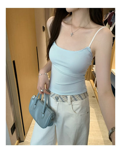 Slim Contrast-Trim Cami Top