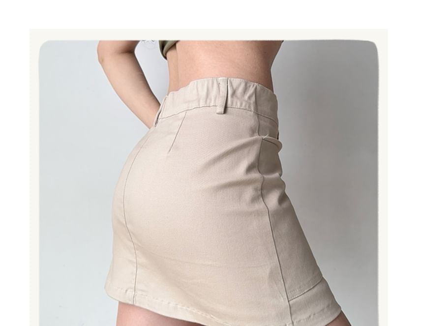 Solid High Rise Mini Pencil Skirt