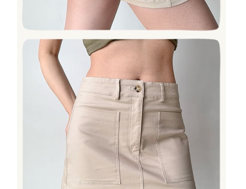 Solid High Rise Mini Pencil Skirt