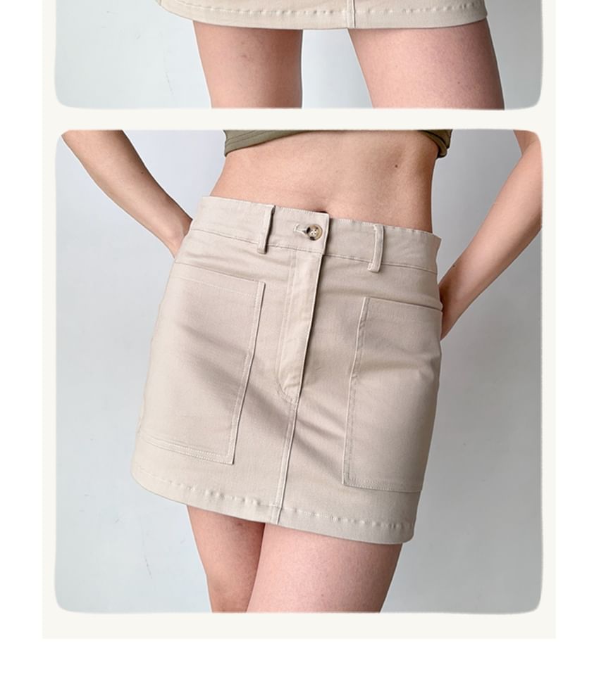 Solid High Rise Mini Pencil Skirt